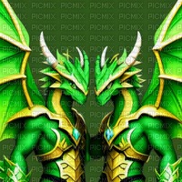 Twin Green Dragons - Free PNG