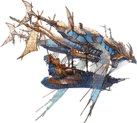 soave deco steampunk surreal air ship blue brown - Free PNG