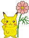 Pikachu with a Flower - Free animated GIF