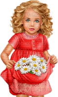 Mädchen, Girl, Rot, Blumen - PNG gratuit