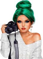woman green hair bp - png gratis