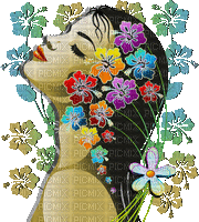 Kobieta kwiaty - Gratis geanimeerde GIF