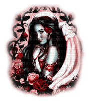 Rose Angel.Black.White.Red - By KittyKatLuv65 - png ฟรี