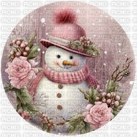 snowman in pink - ingyenes png