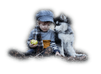 boy and dog--pojke och hund - gratis png