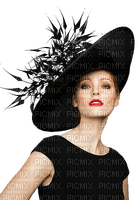 kvinna--hatt-svart--woman-hat--black - gratis png