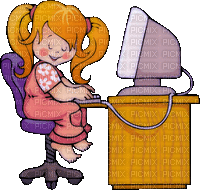girl child kind enfant  gif anime animated animation tube human person people    school computer - Nemokamas animacinis gif
