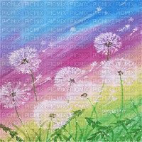 soave background animated painting field flowers - Free animated GIF