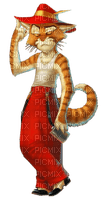 Tigre con traje y sombrero rojo - png gratis