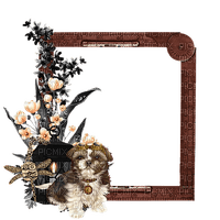 sm3 dog frame steampunk cute brown image - gratis png