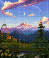 mountain landscape pixel art - Free PNG
