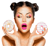 woman with donuts by nataliplus - безплатен png