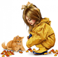 Kaz_Creations Children-Autumn-Cat-Kitten - ilmainen png