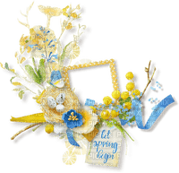 blue yellow white frame deco [Basilslament] - Free PNG