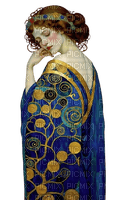 woman blue gold art illustrated - besplatni png