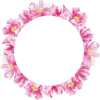 Pink.Frame.Round.Flowers.Victoriabea - Free PNG