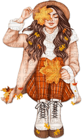 soave woman  fashion autumn girl hat brown - 免费PNG
