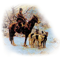 invierno hombre caballo perros dubravka4 - bezmaksas png