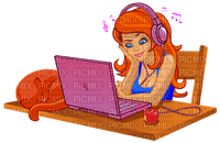 Girl, laptop, computer. Leila - png ฟรี