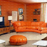 Retro Orange Living Room - PNG gratuit