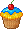cute tiny blue and orange cupcake - GIF animé gratuit
