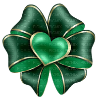 Kaz_Creations Deco Green Heart Love Ribbons Bows - PNG gratuit