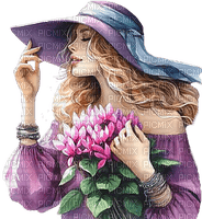 Mujer con flores - zdarma png