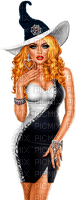 Woman.Witch.Halloween.White.Black - png gratuito