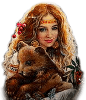 fantasy  woman with bear by nataliplus - png ฟรี