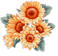 soave deco flowers sunflowers  branch  blue orange - Free PNG