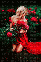 femme fleurs - Gratis animerad GIF