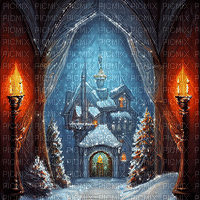 kikkapink winter animated fantasy castle - Ilmainen animoitu GIF