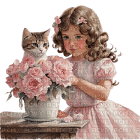 loly33 enfant chat  printemps fleur - png gratis