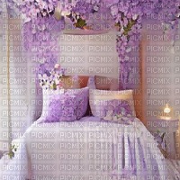 Lilac Bedroom with Flowers - ücretsiz png