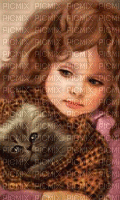 bambina con il gatto - Darmowy animowany GIF