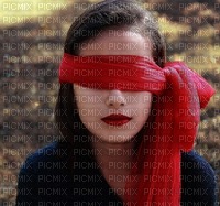 woman using red blindfolder - zdarma png