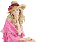 kvinna-sitter-rosa-----woman-pink - Gratis animeret GIF
