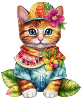 Cat - Summer - fruit - Free PNG