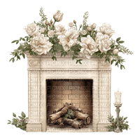 ♡§m3§♡ fireplace white home flowers - png gratis