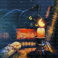 witch cat black gif chat sorciere Halloween