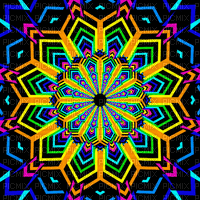 multicolore art image rose bleu jaune noir black effet kaléidoscope color encre edited by me - Безплатен анимиран GIF