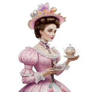 vintage woman tea - PNG gratuit