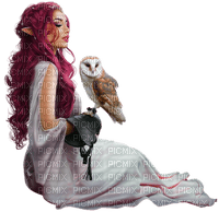 kikkapink woman fantasy spring owl - PNG gratuit