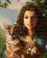 woman with cat bp - nemokama png