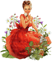 kvinna--blommor--woman and flowers - darmowe png