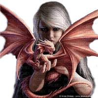 fantasy woman and dragon nataliplus - 免费PNG