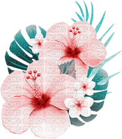 soave deco summer flowers tropical pink teal - PNG gratuit