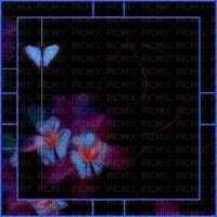 cadre bleu marine fleurs - Free PNG