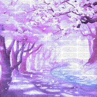 Y.A.M._Japan Spring landscape background purple - Darmowy animowany GIF