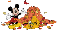 Mickey and Pluto Autumn by Aline Sophie - Free animated GIF